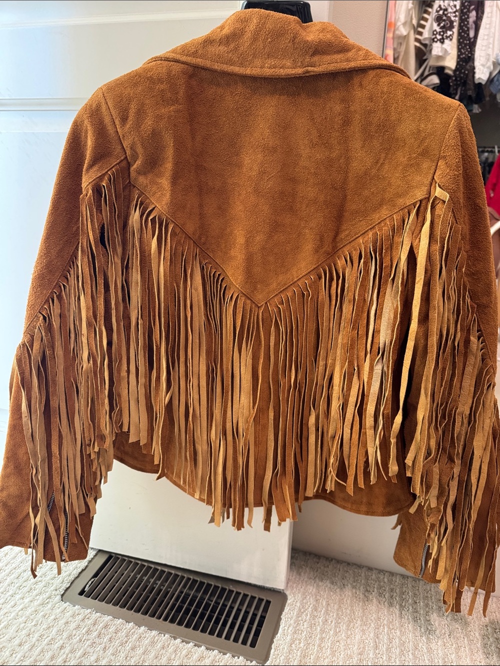 Women's Suede Fringe Jacket - Tan (Tobacco color) - Picture 2 of 6